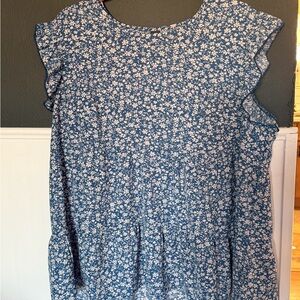 SHEIN Blue Floral Blouse